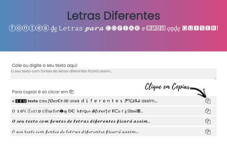 GERADOR DE LETRAS DIFERENTES RESETEI!